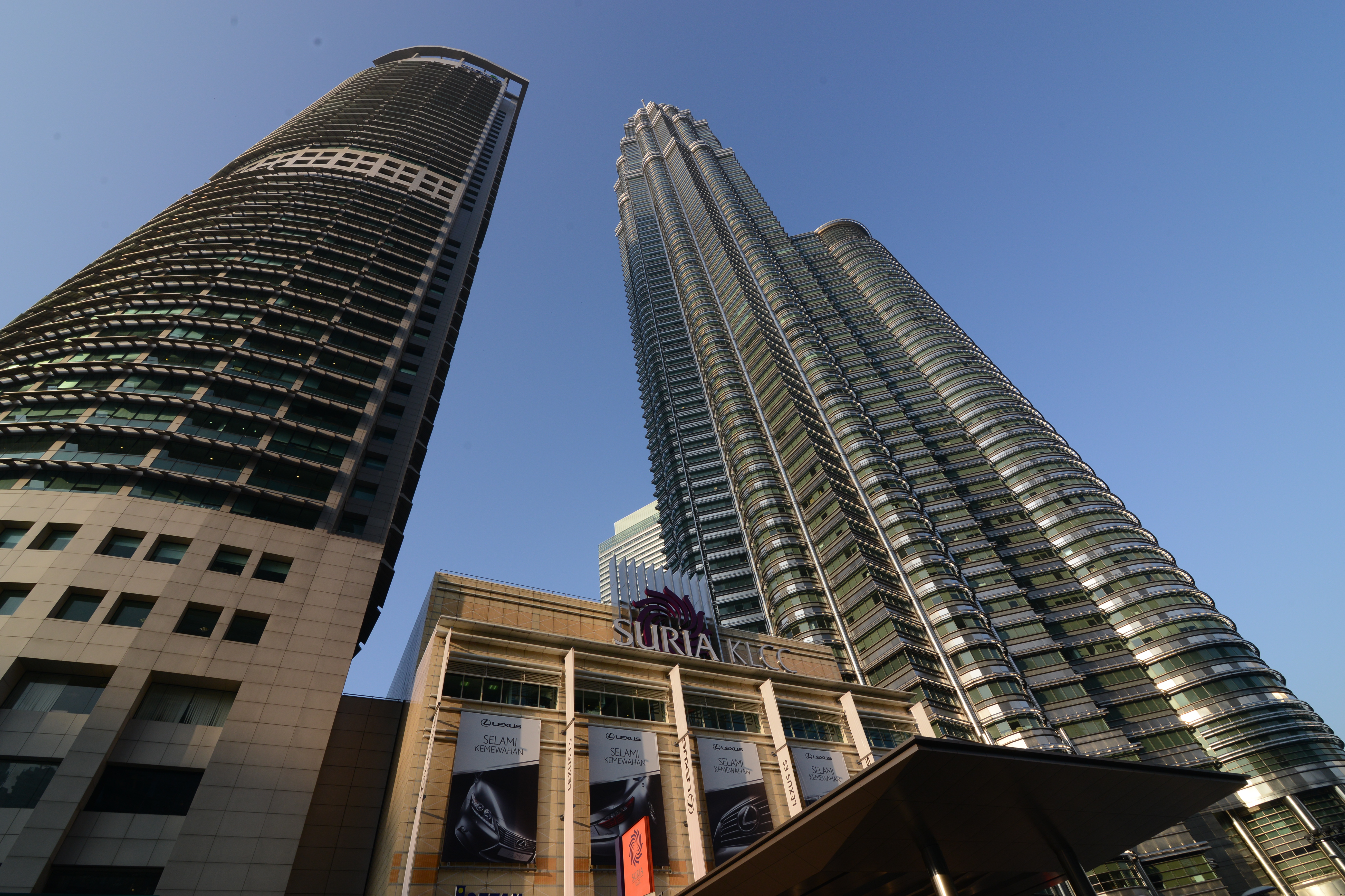 Glass office towers in a business district